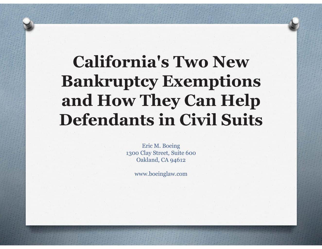 [8/19/21 Zoom Meeting] California’s Two New Bankruptcy Exemptions and